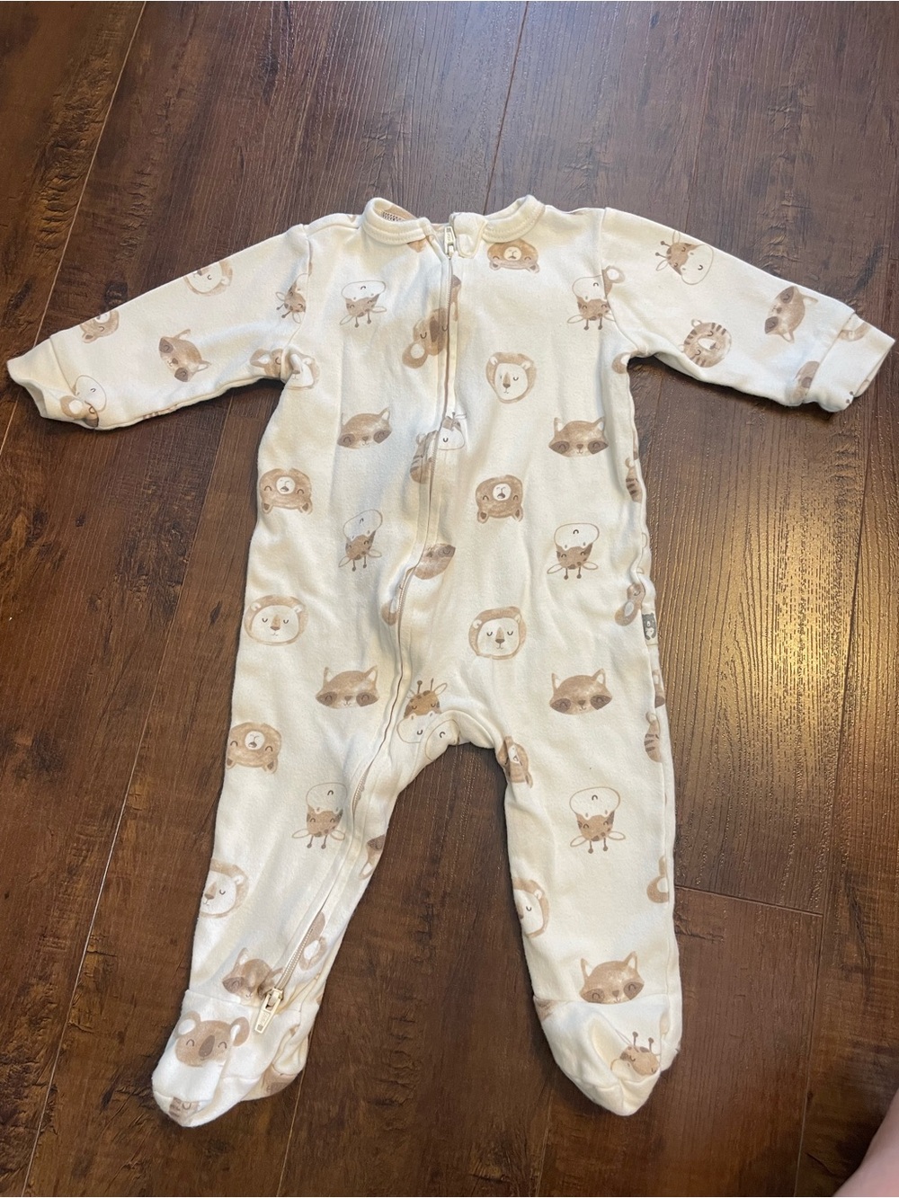 Cozy Cream Animal Print Footed One-Piece - Baby